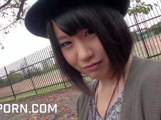 Marvelous japanese young female +18 use xxx film toys in a park on Tokyo
