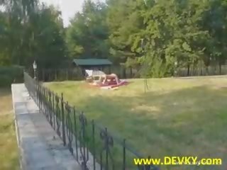 Young Russians fucking in the garden