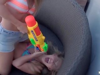 Squirt gun fight turns tempting