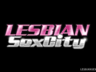 Lesbiete sekss pilsēta: lilly banks un sara luvv uz intensīvs orāls prieks