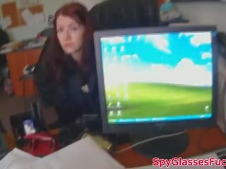 Russian stunner on pov spycam swallows cum