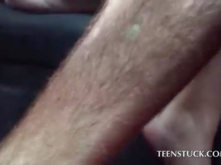 Little blonde humping drivers peter to orgasm