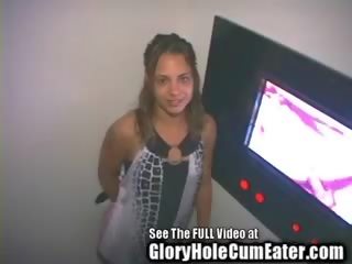 Beguiling Petite Latina Deep Throats Strangers In The Gloryhole